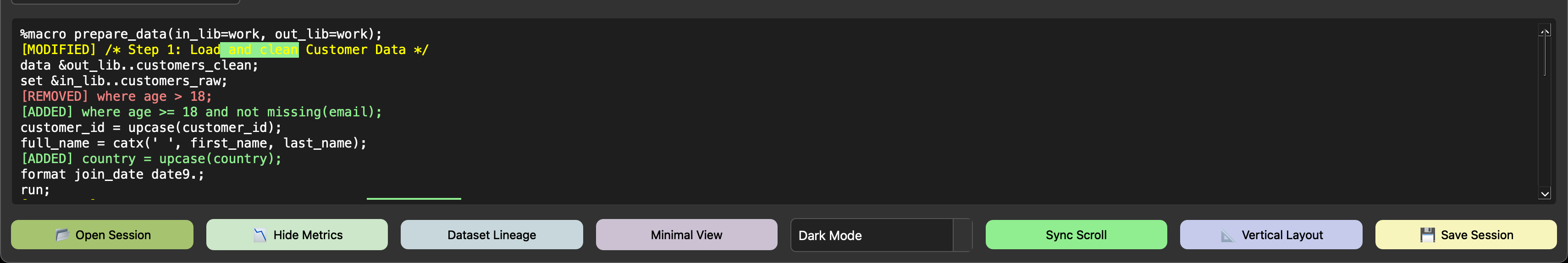 Code Difference Highlight
